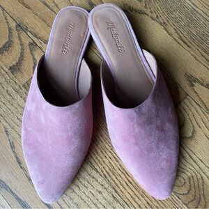 Madewell Pink Suede Slip-On Mules